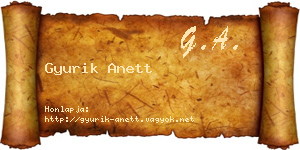 Gyurik Anett névjegykártya